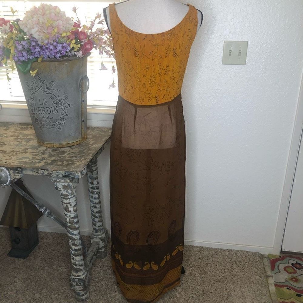 Cache Three Piece Brown and Gold Boho Tunic and Harem Pants - Picture 6 of 16